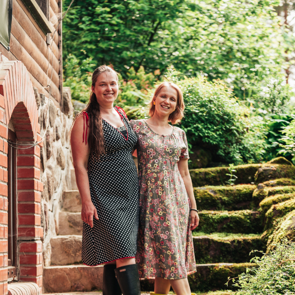 Hedi and Liina_hosts of Kabliku Holiday Houses photographed in front of Kabliku Brewery